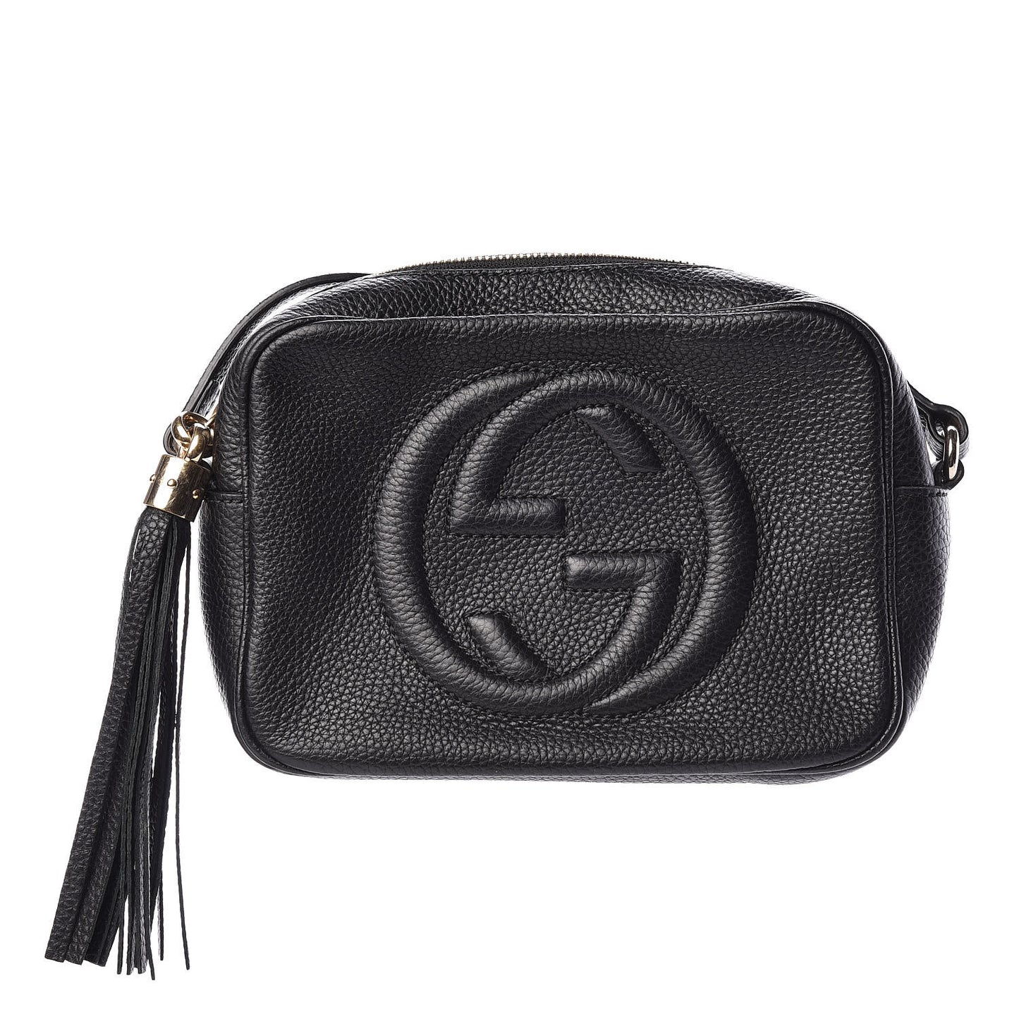 Pebbled Calfskin Small Soho Disco Bag Black