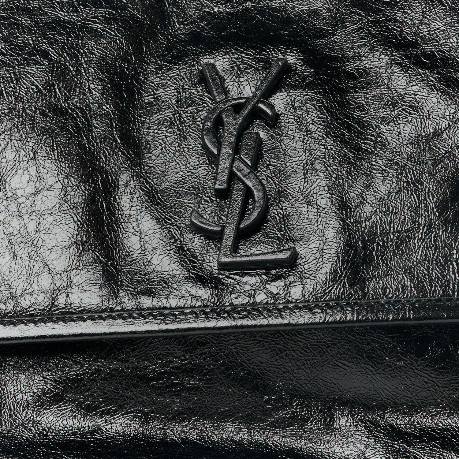 Saint Laurent Crinkled Calfskin Monogram Medium Niki Chain Satchel Black 9 of 11