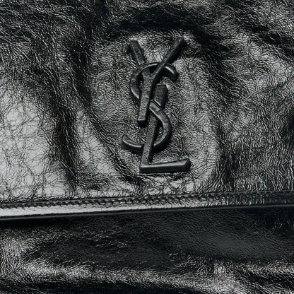 Saint Laurent Crinkled Calfskin Monogram Medium Niki Chain Satchel Black 9 of 11