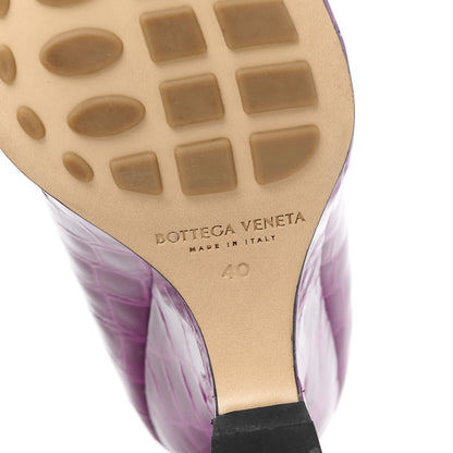 Bottega Veneta Gloss Calfskin Crocodile Embossed Punta Wedge Heels 40 Venom 7 of 9