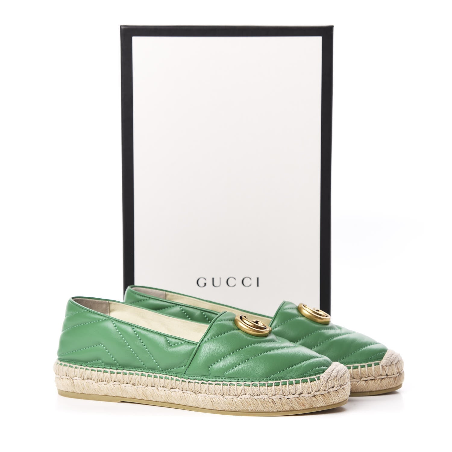 Gucci Nappa Matelasse GG Marmont Espadrilles 37 New Shamarock 9 of 9