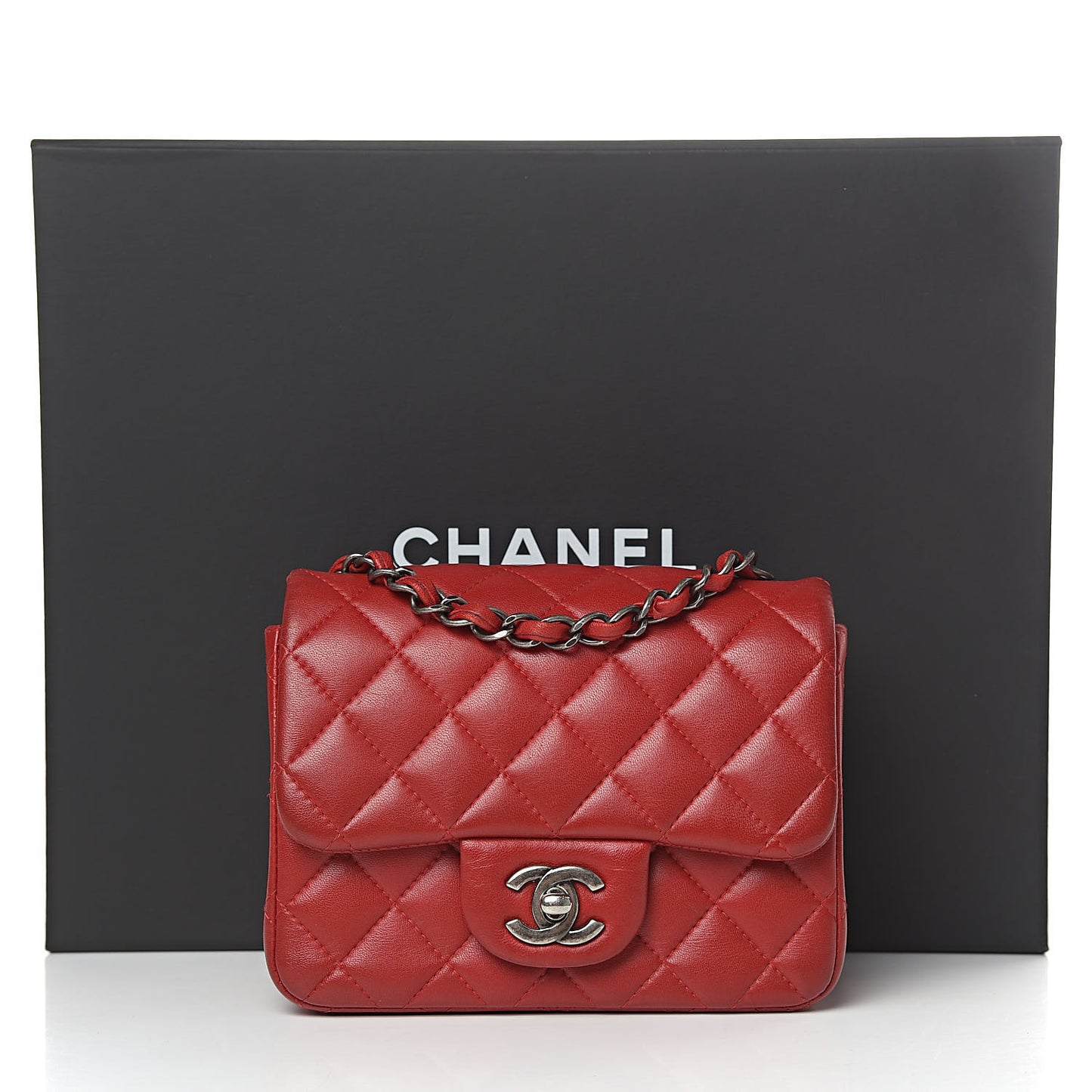 Lambskin Quilted Mini Square Flap Red