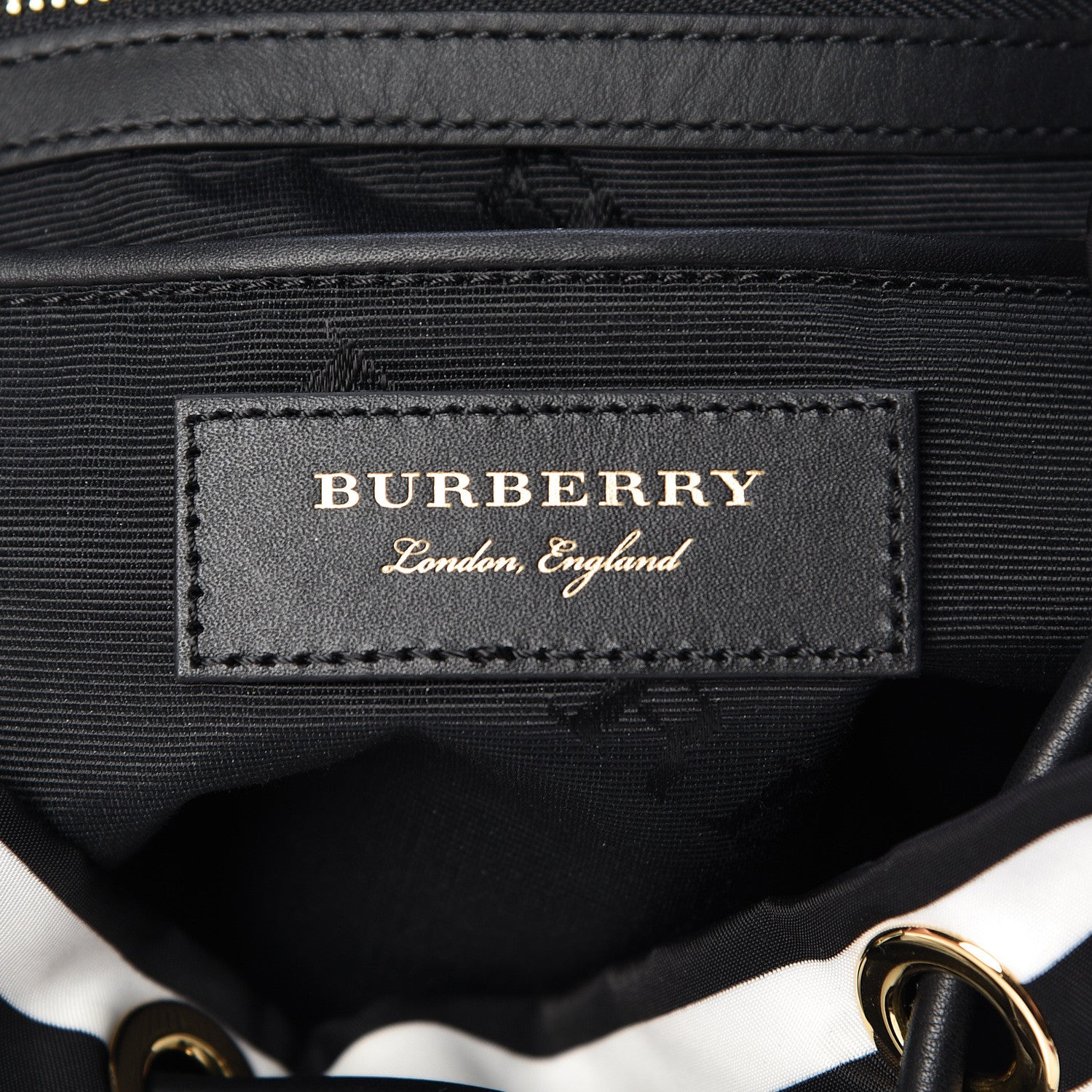 Burberry Nylon Striped Medium Rucksack Backpack Black White 6 of 11