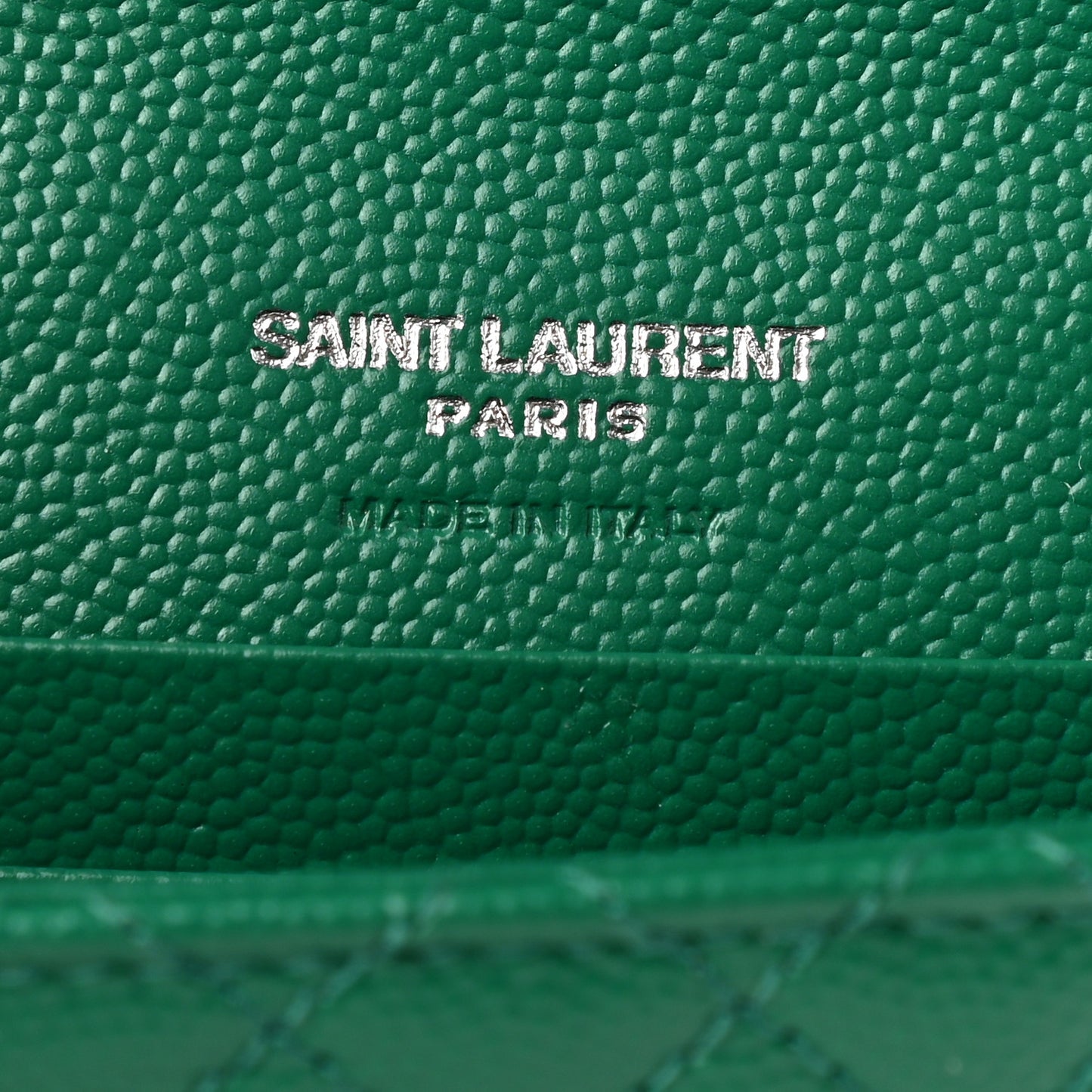 Grain De Poudre Textured Mixed Matelasse Triquilt Small Monogram Envelope Wallet Green Field