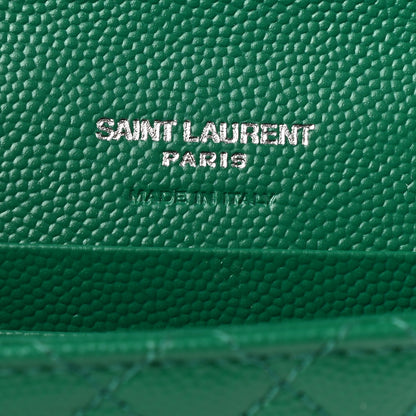 Saint Laurent Grain De Poudre Textured Mixed Matelasse Triquilt Small Monogram Envelope Wallet Green Field 6 of 9