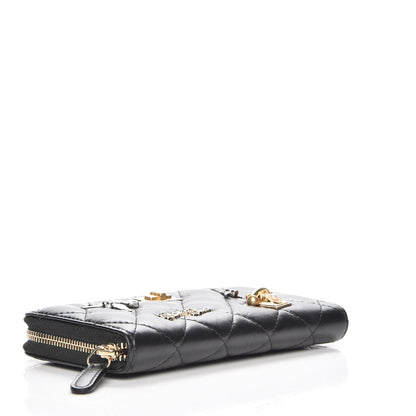 Chanel Aged Calfskin Quilted Small Lucky Charms 2.55 Reissue Zip Around Wallet Black 4 of 10