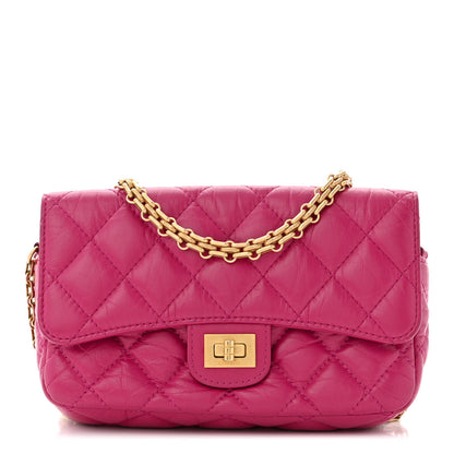 Chanel Aged Calfskin Quilted 2.55 Reissue Phone Holder With Chain Fuchsia 1 of 13