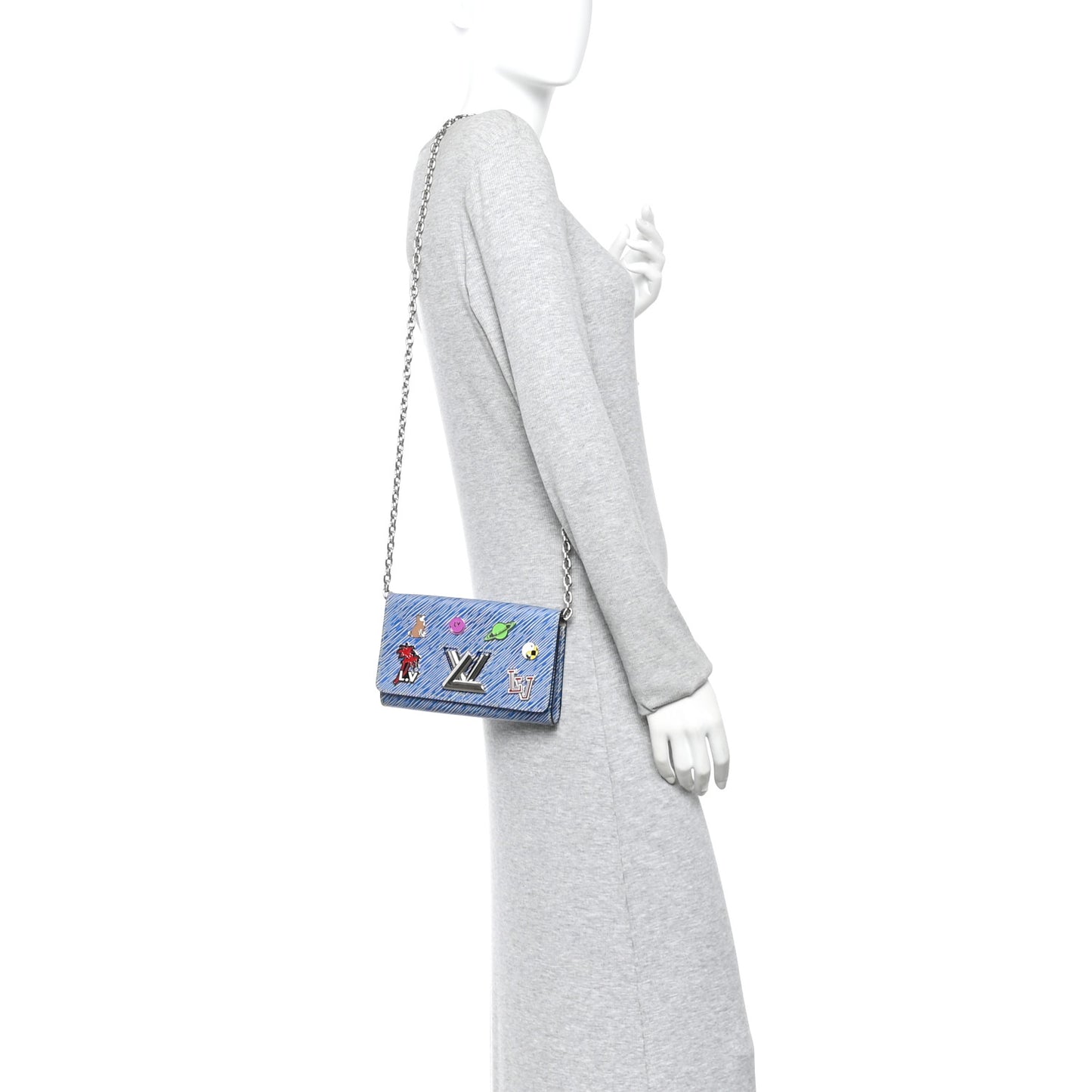 Epi Pins Twist Chain Wallet Denim Light