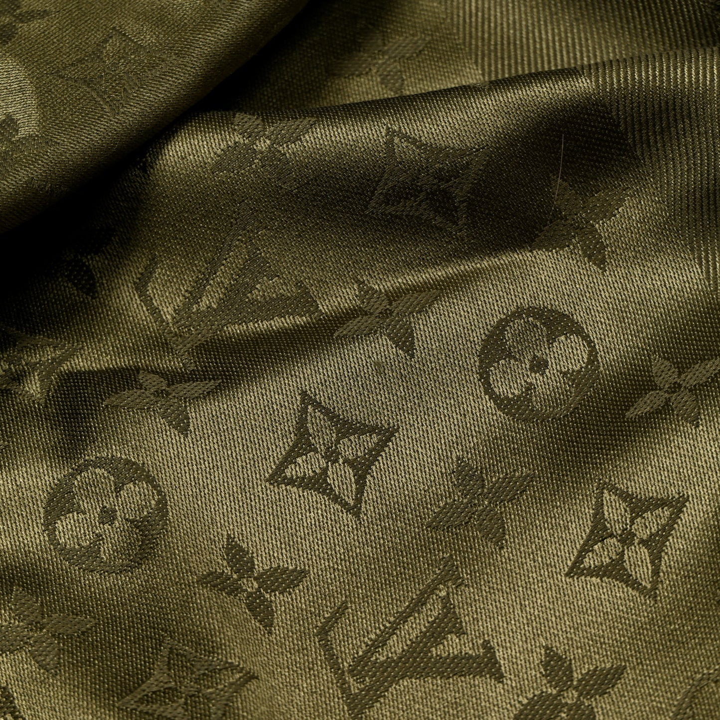Silk Wool Monogram Shawl Kaki