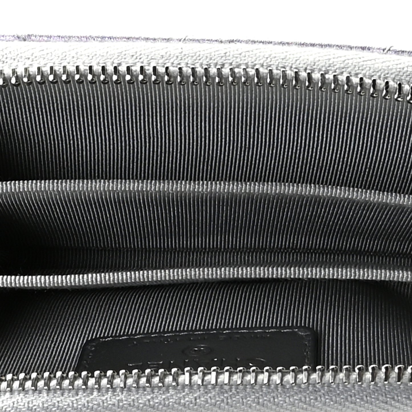 Gradient Metallic Calfskin Quilted Zip Around Coin Purse Wallet Silver Blue Yellow Purple
