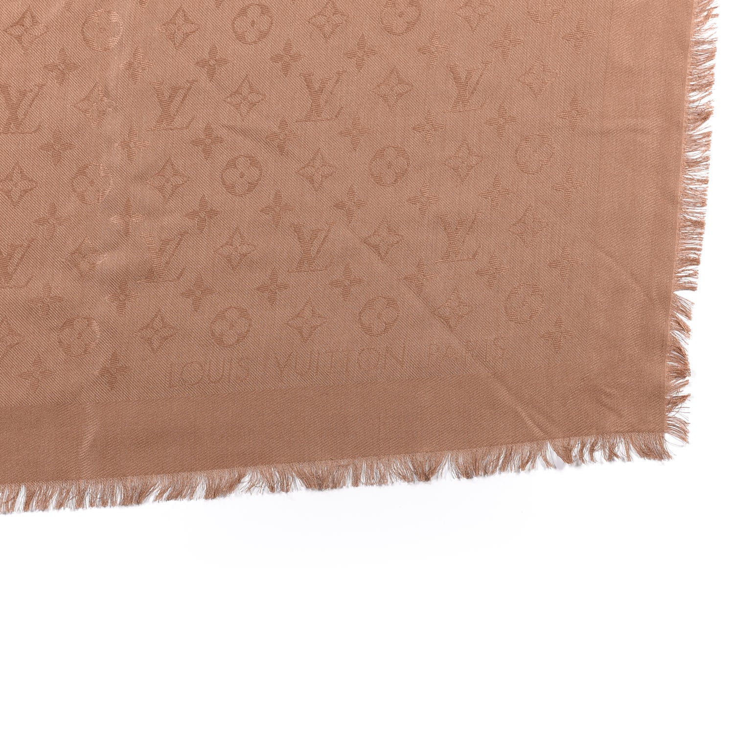 Louis Vuitton Silk Wool Monogram Shawl Cappuccino 2 of 3