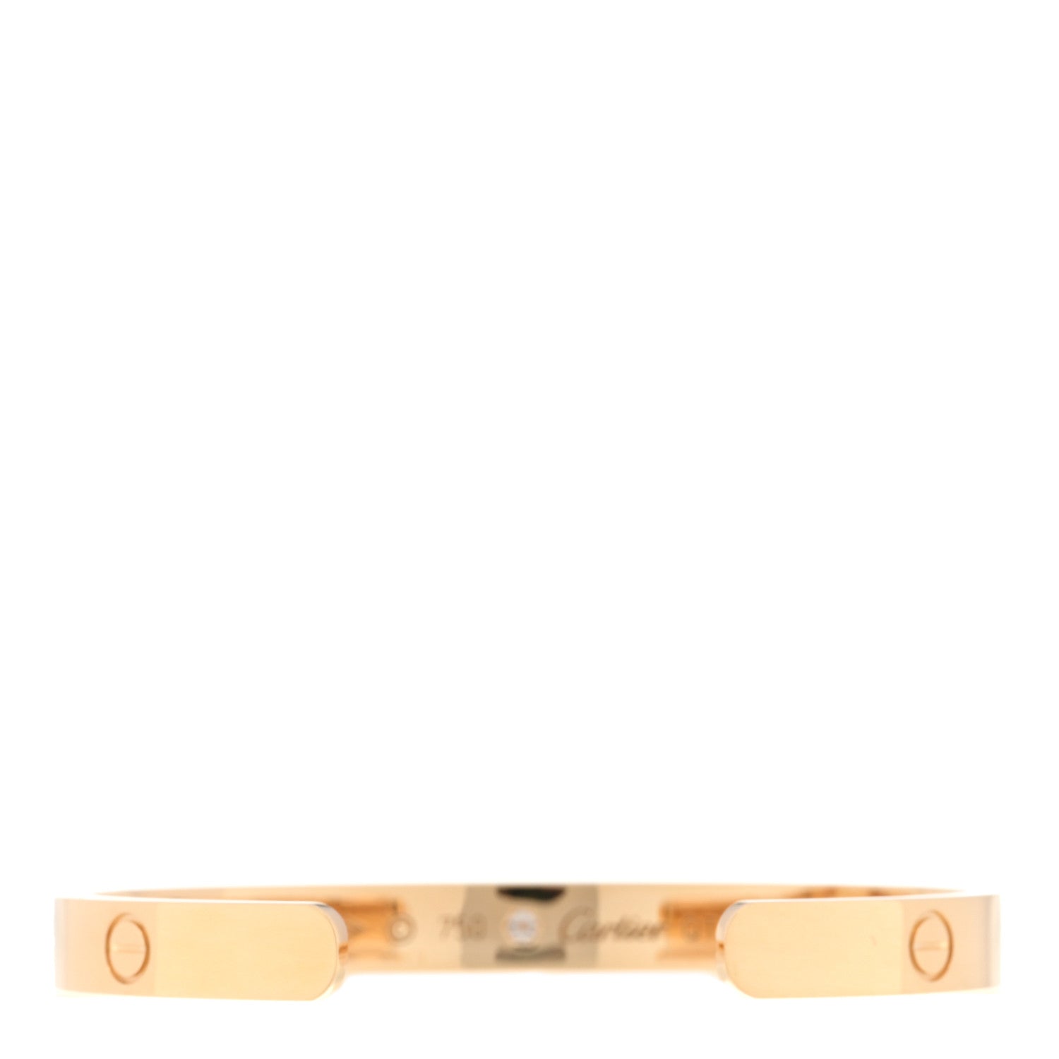 Cartier 18K Yellow Gold 1 Diamond LOVE Cuff Bracelet 17 2 of 3