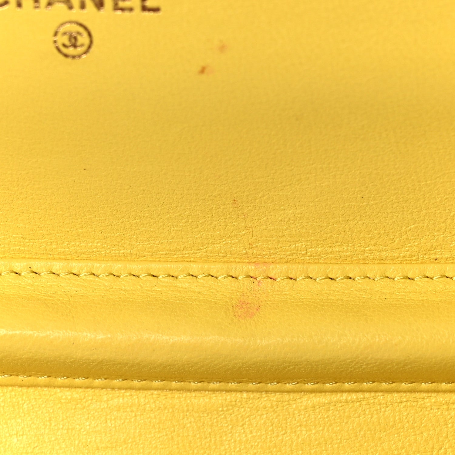 Chanel Lambskin Quilted Wallet on Chain WOC Yellow 7 of 19