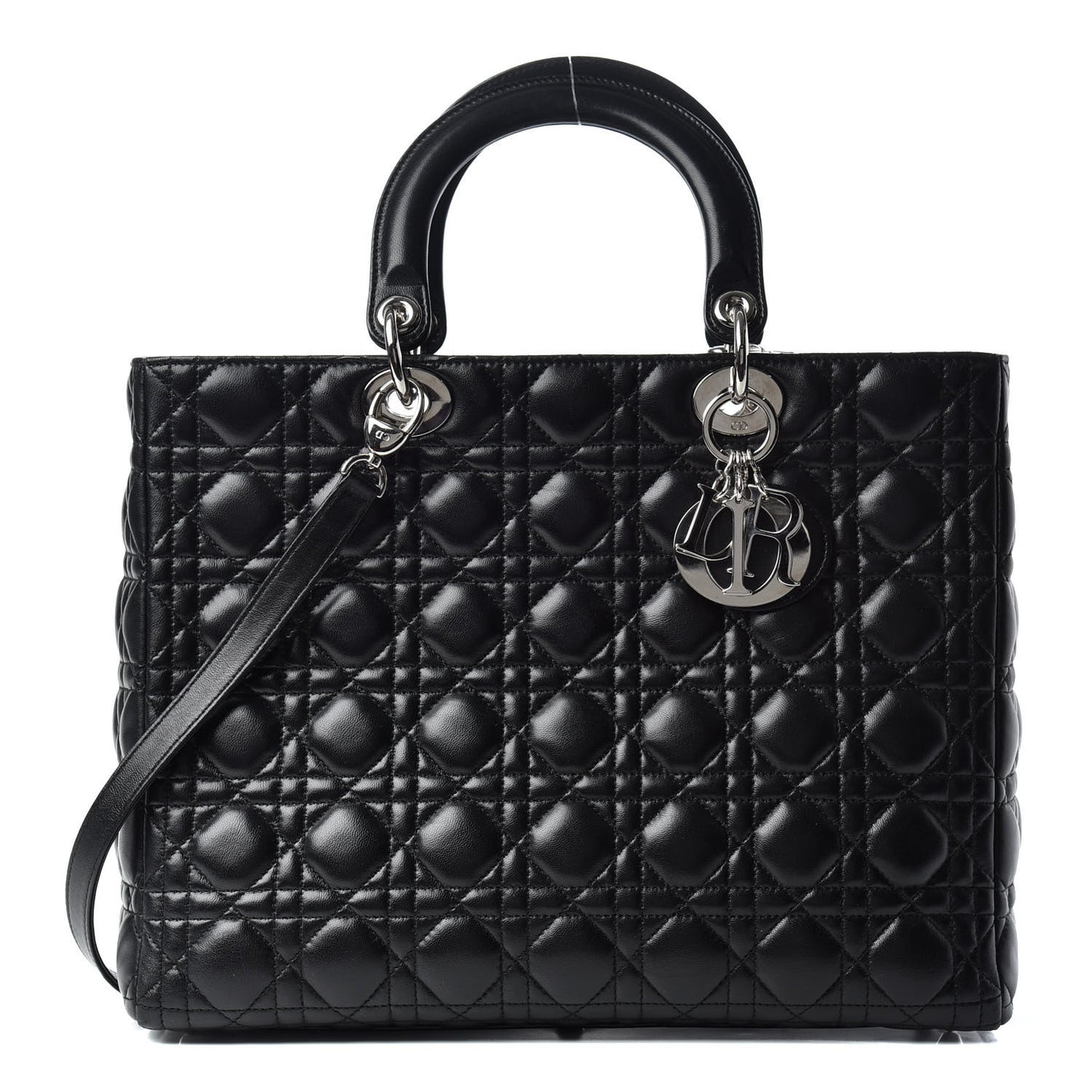 Lambskin Cannage Large Lady Dior Black
