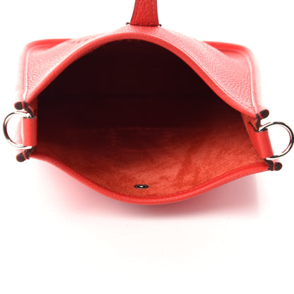 Hermes Taurillon Clemence Evelyne TPM Rouge De Coeur Bleu Du Nord 5 of 12