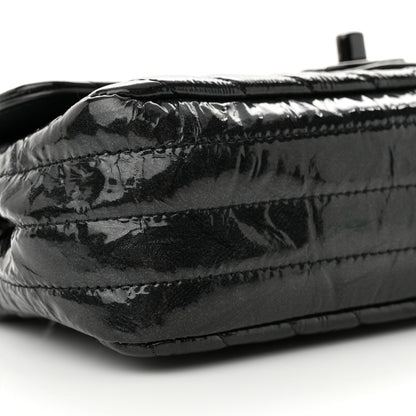 Chanel Patent Metallic Crumpled Calfskin Chevron Quilted Mini Rectangular Flap So Black 9 of 12