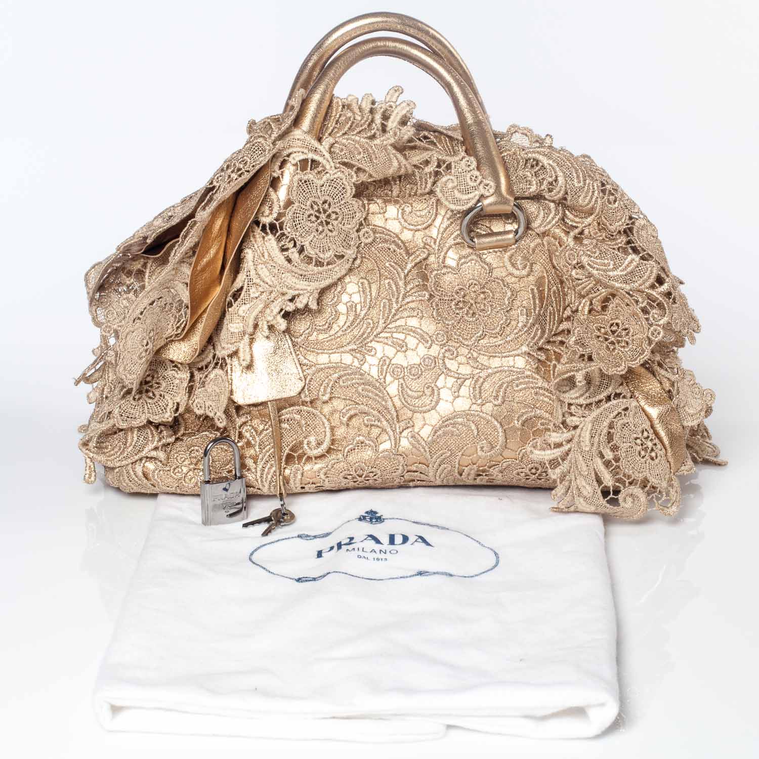 Prada Lace Pizzo S Bowler Gold 10 of 10