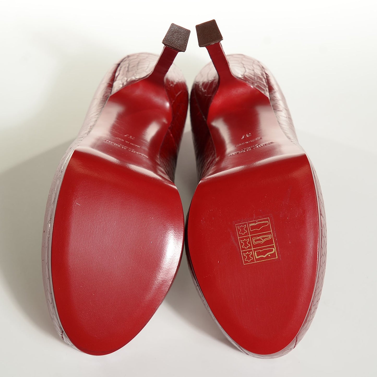 Calfskin Crocodile Embossed Tribute Two 105 Platform Pumps Rouge Orient