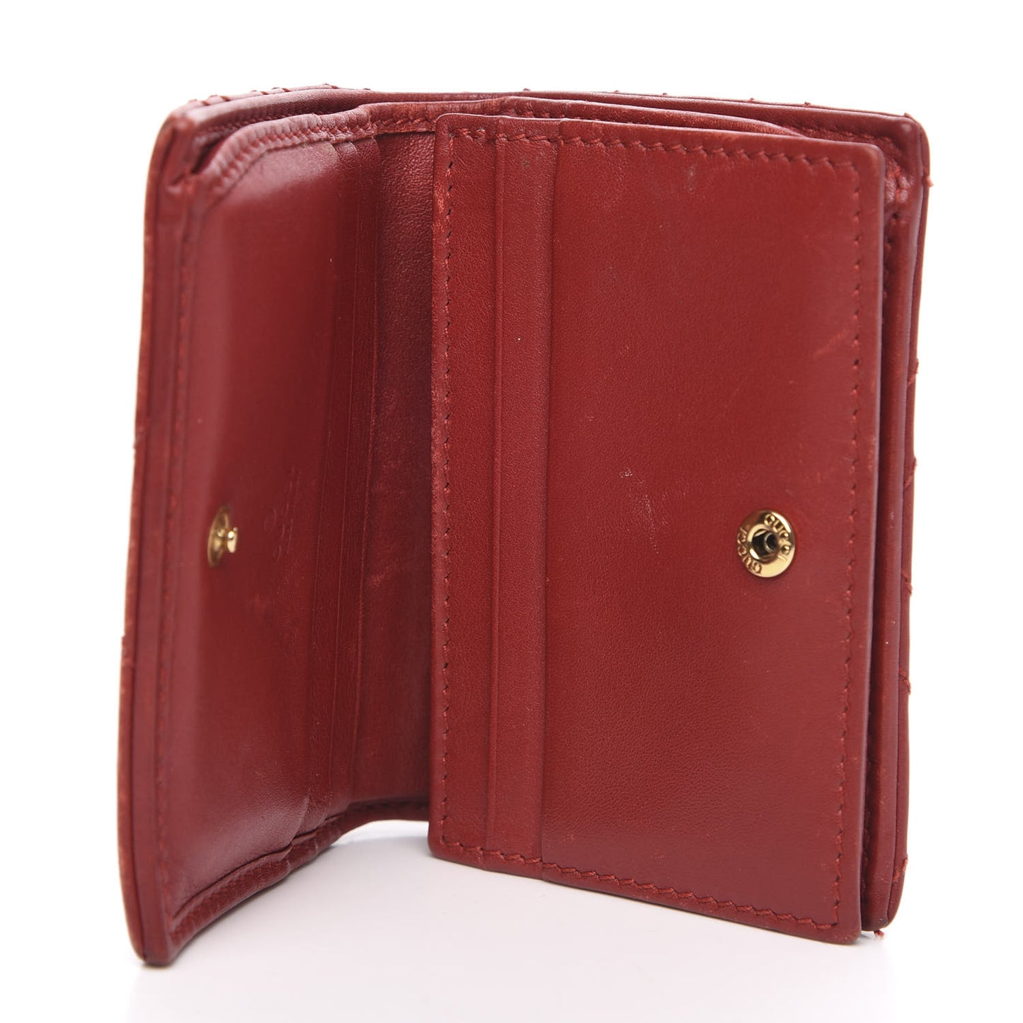 Calfskin Matelasse GG Marmont Card Case Wallet Hibiscus Red