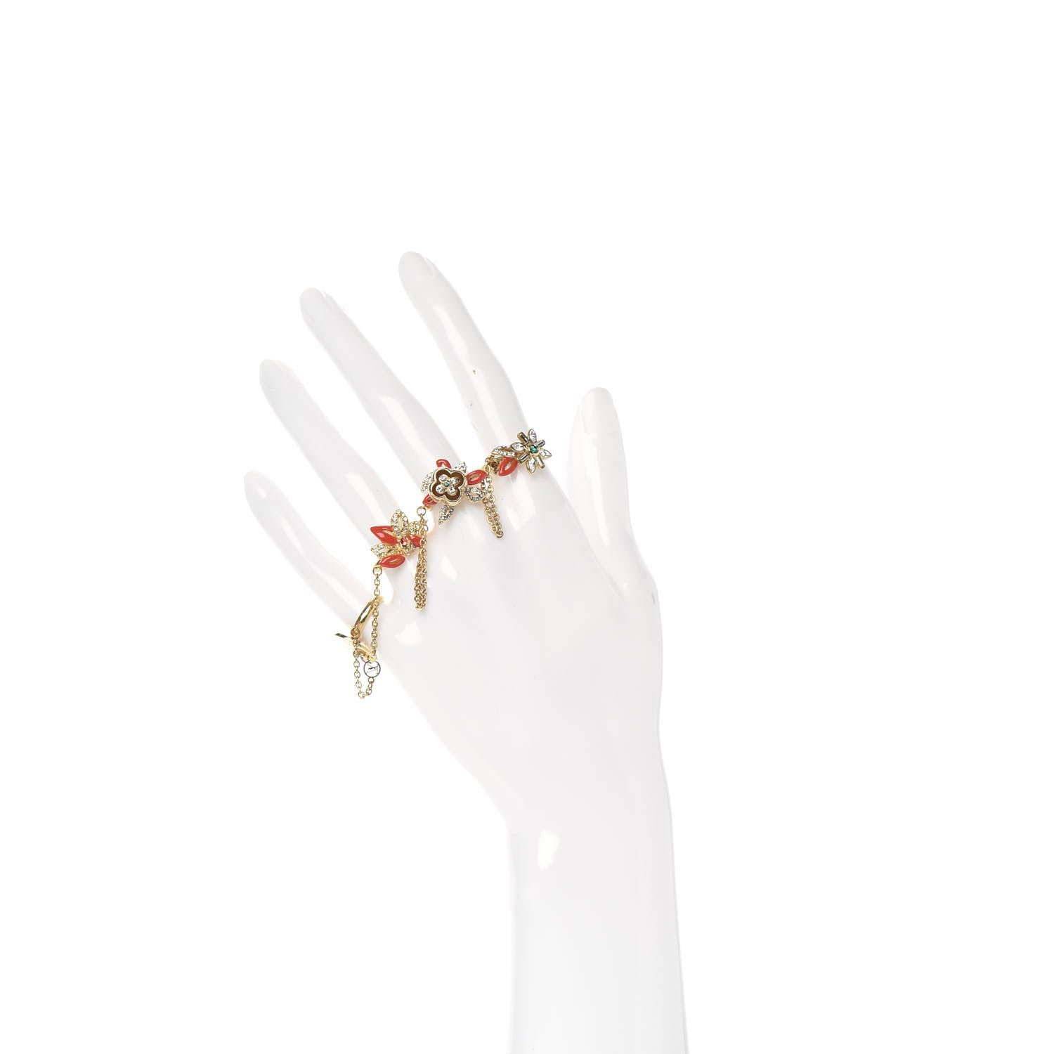 Louis Vuitton Crystal Strass Miss Windsor Fleur Ring Set Gold 2 of 7