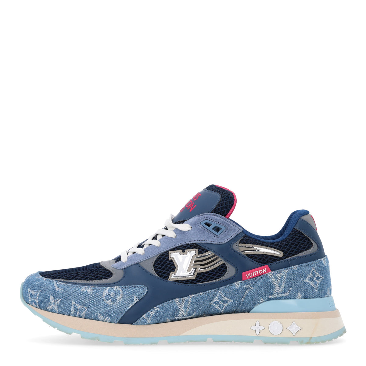 Louis Vuitton Monogram Denim Mesh Mens Run Away Sneakers 10 Blue 1 of 10