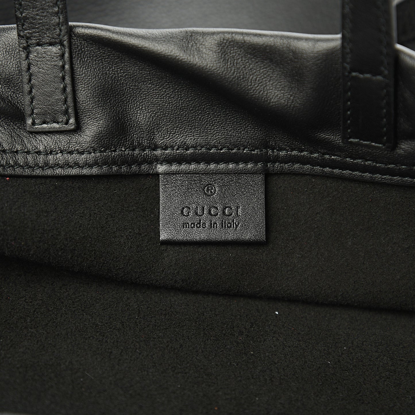 Calfskin Logo Drawstring Backpack Black