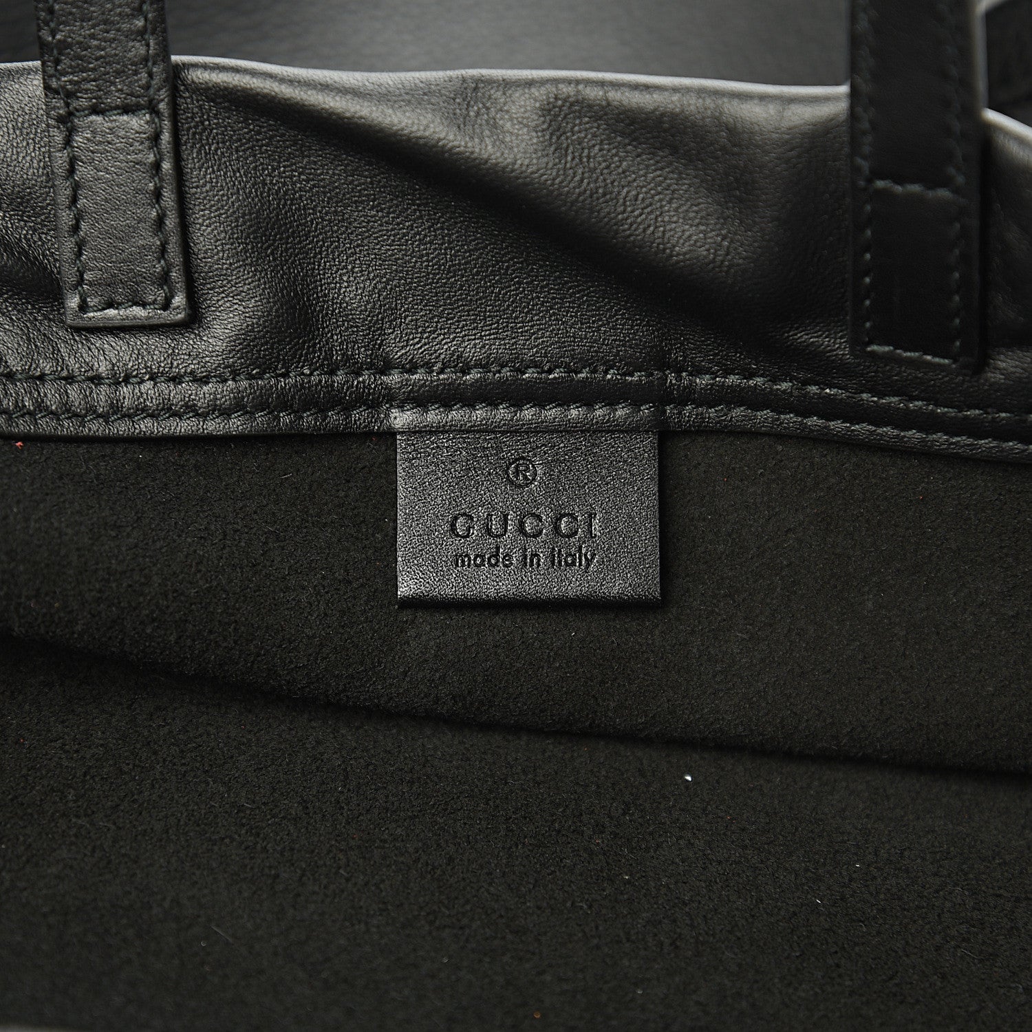 Gucci Calfskin Logo Drawstring Backpack Black 5 of 12
