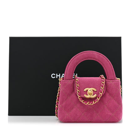 Chanel Denim Quilted Mini Nano Kelly Shopper Fuchsia 10 of 10