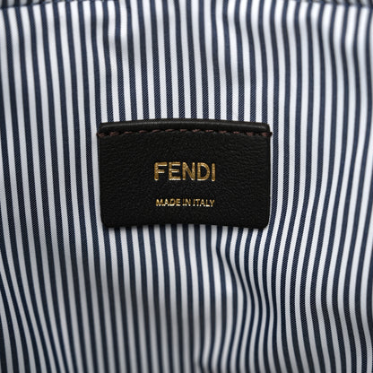 Fendi Nylon Vitello King Logo Step Out Bucket Bag White Rice Mirto 6 of 10