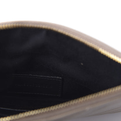 Saint Laurent Grain De Poudre Chevron Monogram Bill Pouch Dusty Grey 10 of 11