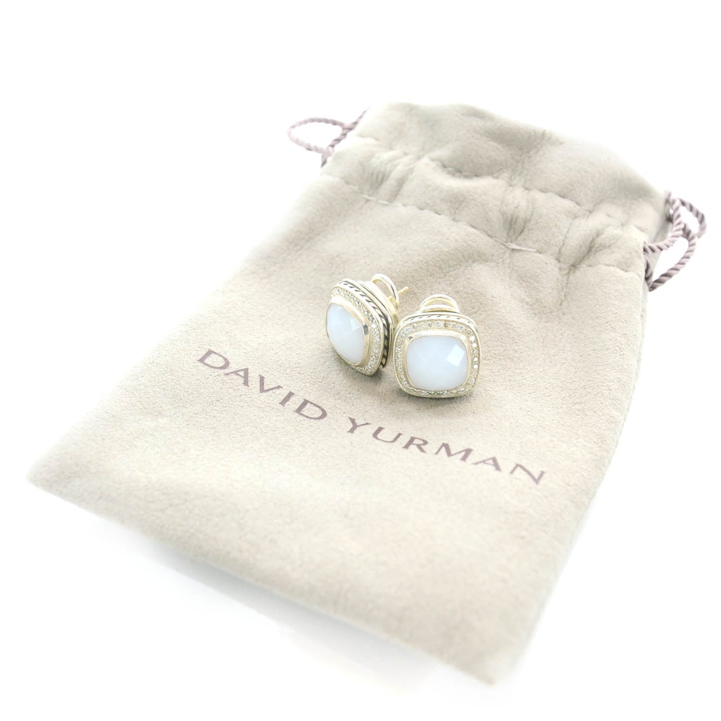 Sterling Silver Pave Diamond Mother of Pearl Albion Earrings