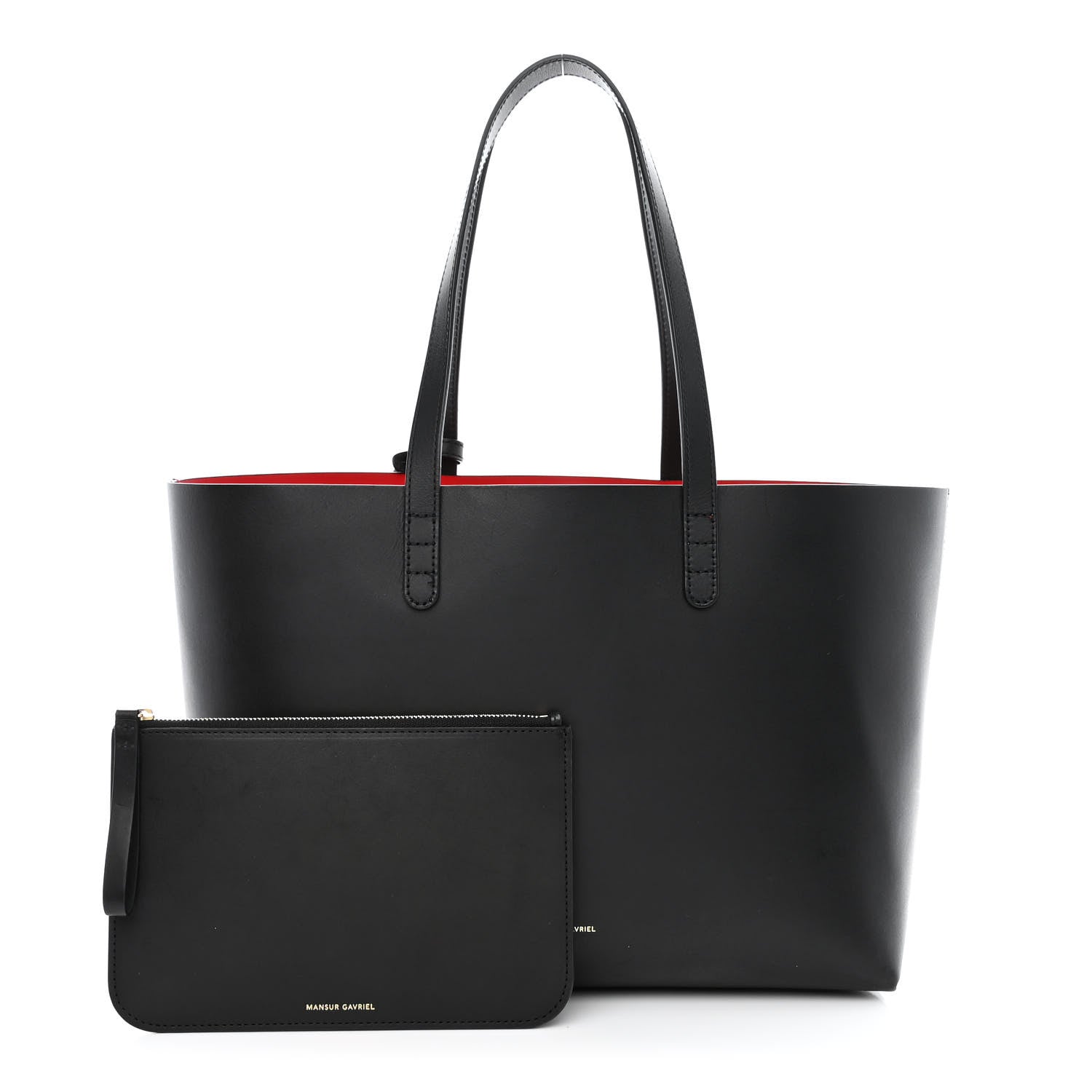 Mansur Gavriel Saffiano Large Shopping Tote Black Flamma 1 of 13