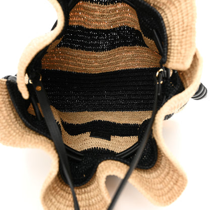 Loewe Raffia Striped Flamenco Knot Shoulder Bag Black Natural 5 of 10