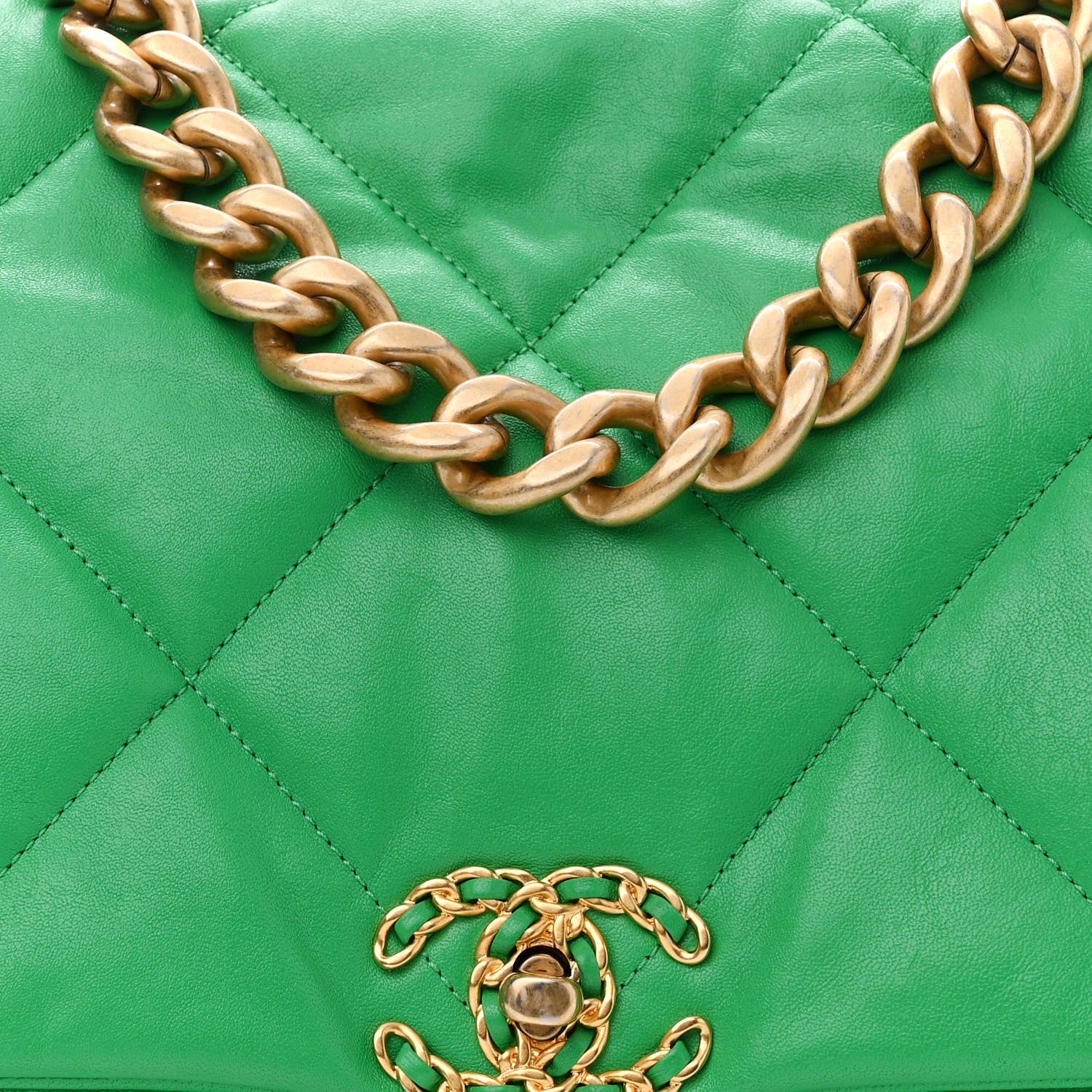 Chanel Lambskin Quilted Maxi Chanel 19 Flap Green 8 of 10