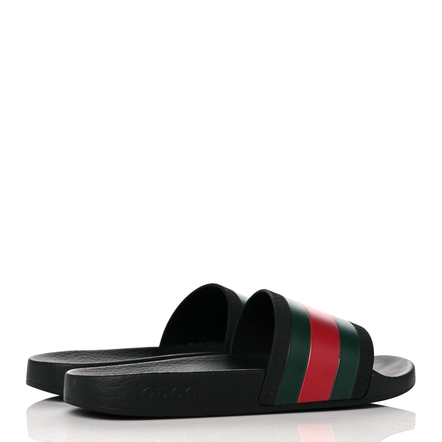 Gucci Rubber Web Mens Pool Slide Sandals 6 Black Green Red 4 of 7