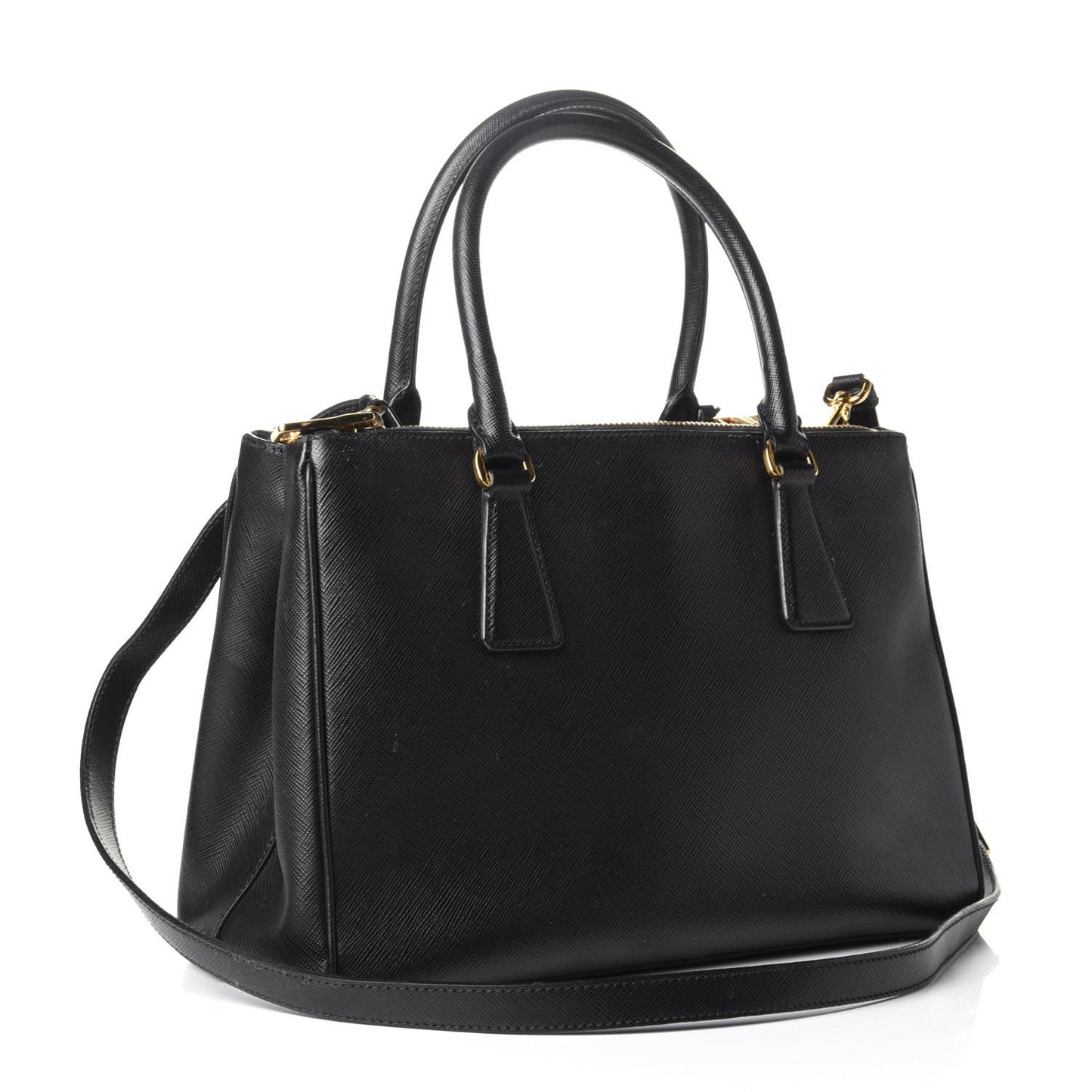 Saffiano Small Galleria Double Zip Tote Black