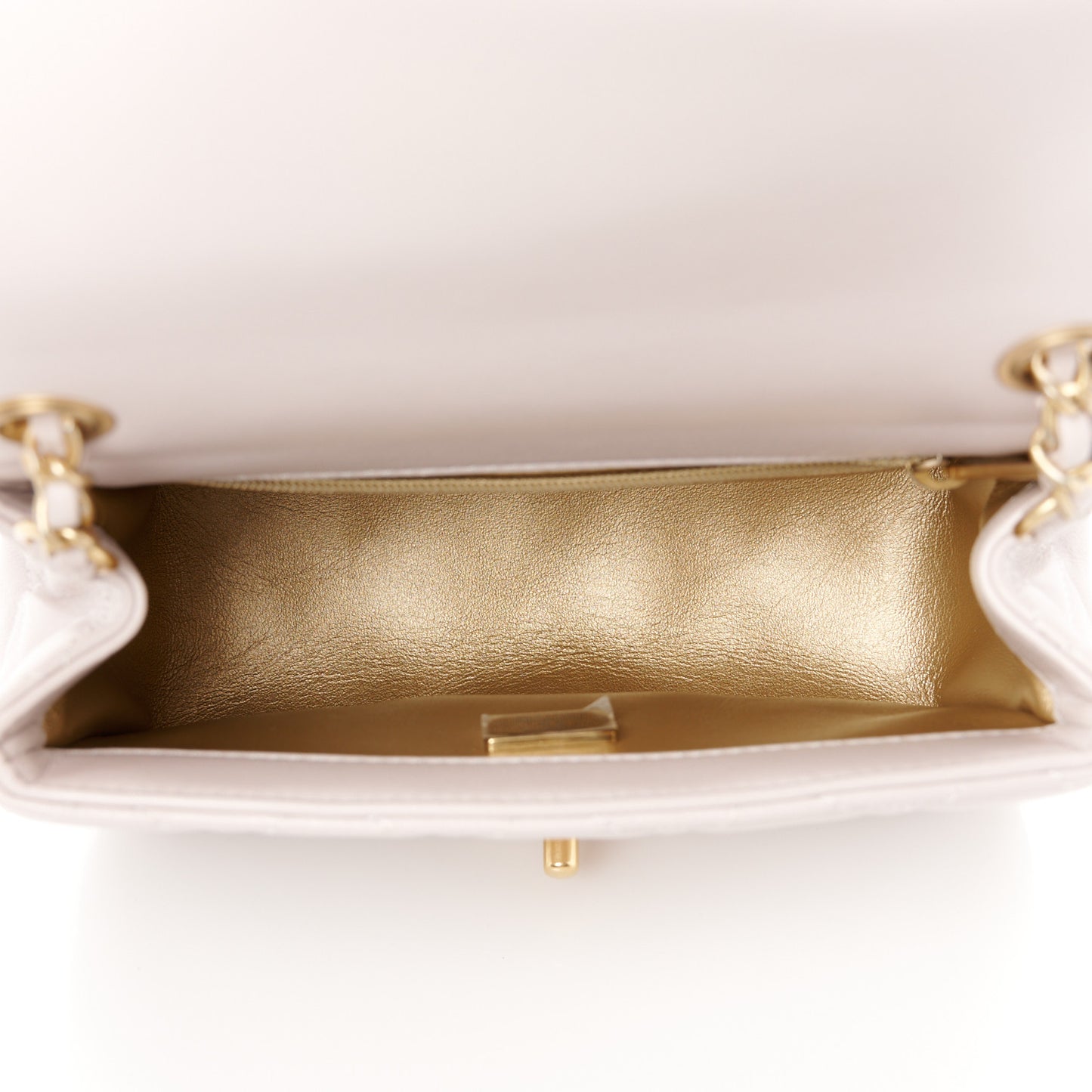 Lambskin Quilted Mini Pearl Crush Flap Light Purple