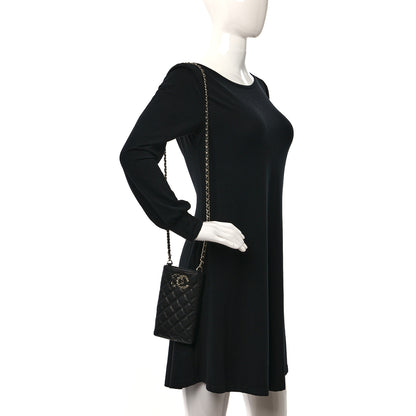 Chanel Caviar Quilted French New Wave Phone Holder With Chain Black 2 of 9