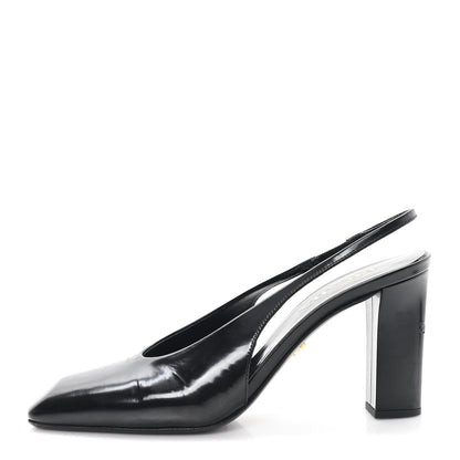 Prada Patent Calfskin Square Toe 85mm Slingback Pumps 38 Black 1 of 9