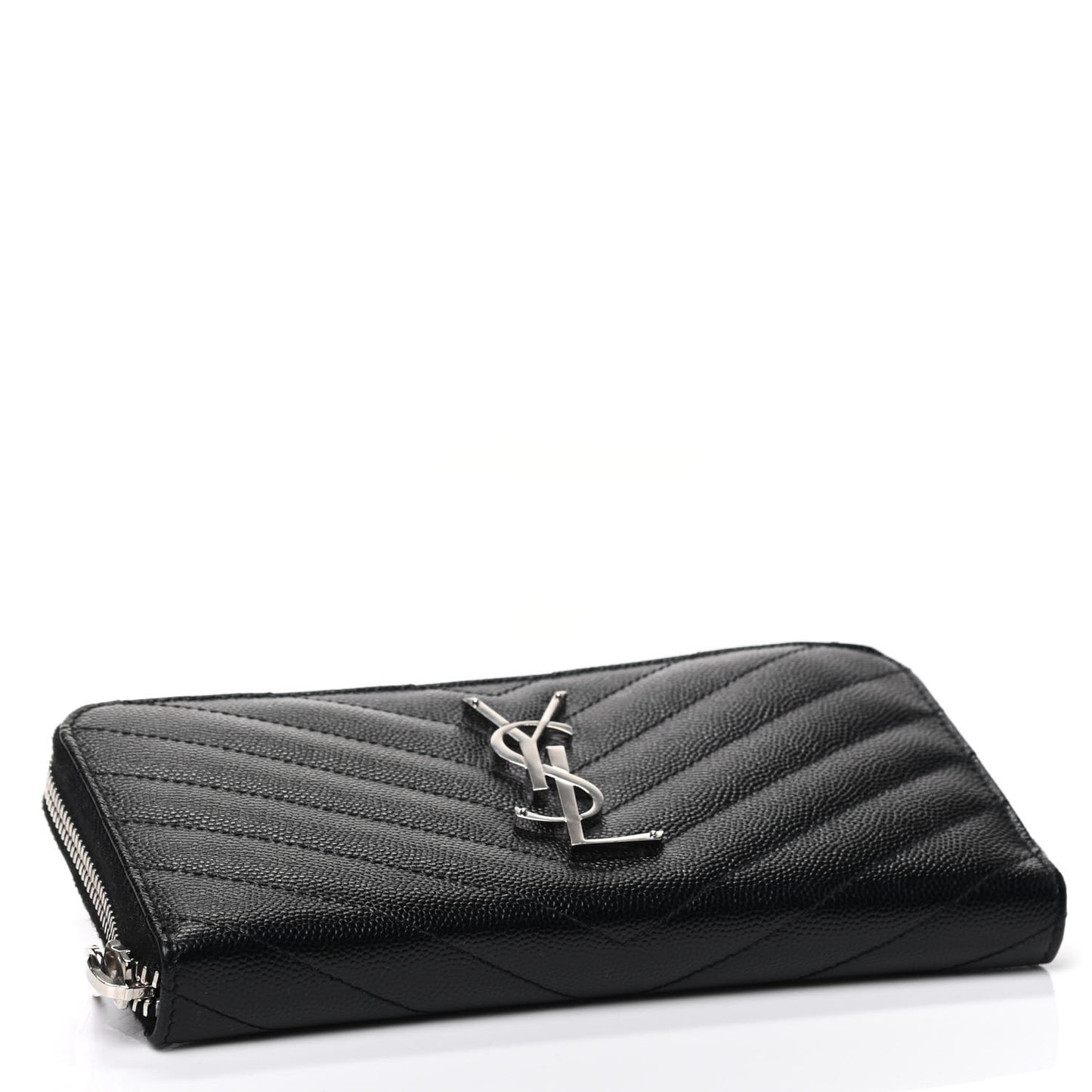 Grain De Poudre Matelasse Chevron Monogram Zip Around Wallet Black