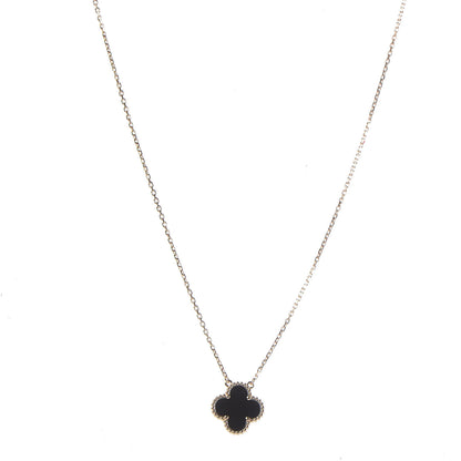 Van Cleef & Arpels 18K Yellow Gold Black Onyx Vintage Alhambra Pendant Necklace 1 of 7