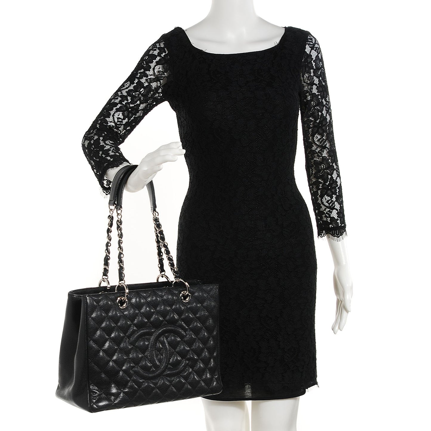 Caviar Quilted Grand Shopping Tote GST Black