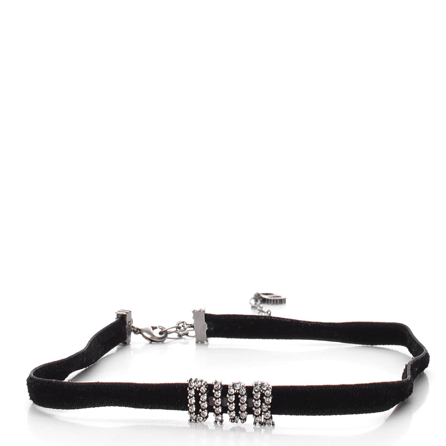 Velvet Crystal Dior Logo Choker Necklace Black White