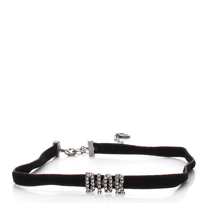 Christian Dior Velvet Crystal Dior Logo Choker Necklace Black White 1 of 6