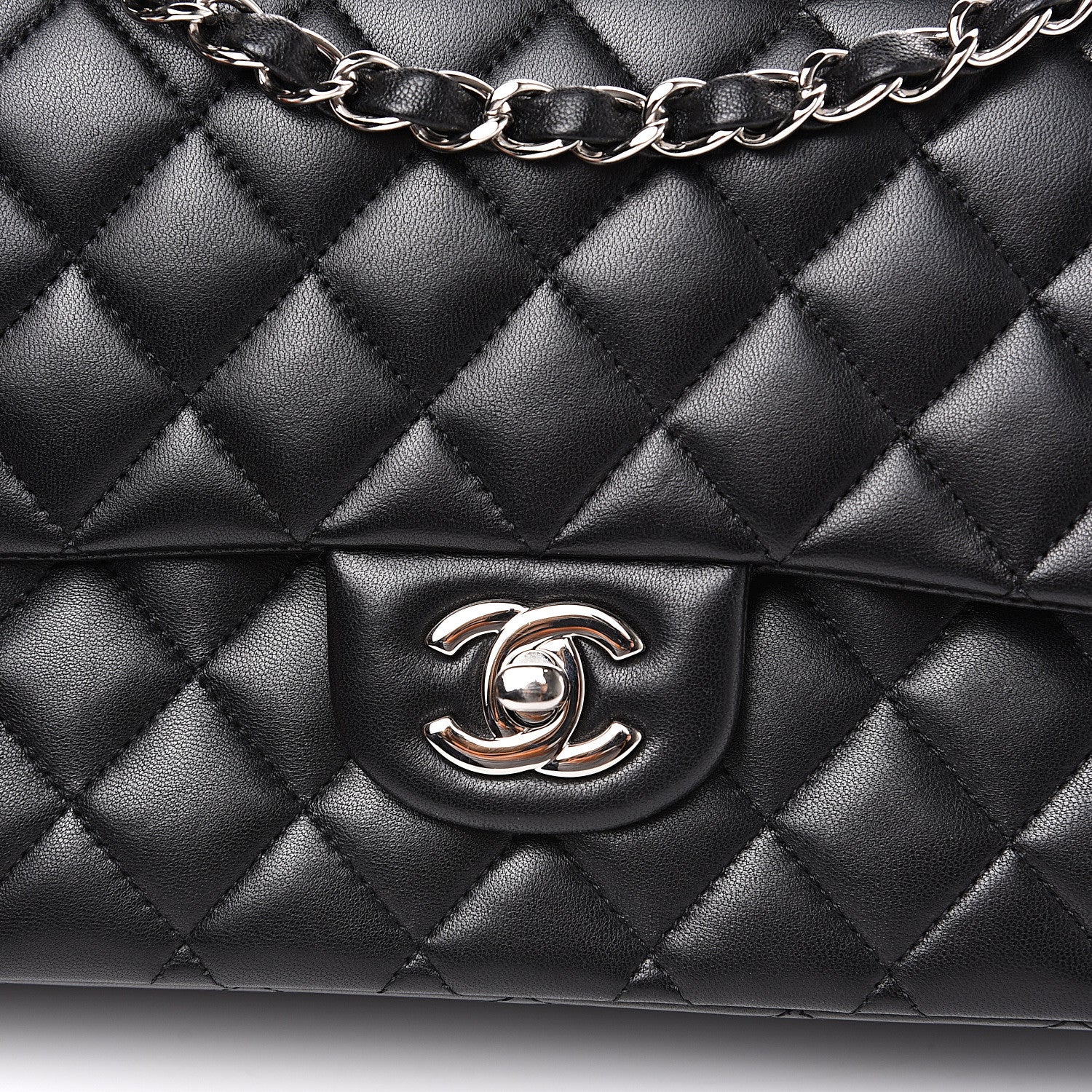 Chanel Lambskin Quilted Medium Double Flap Black 7 of 14