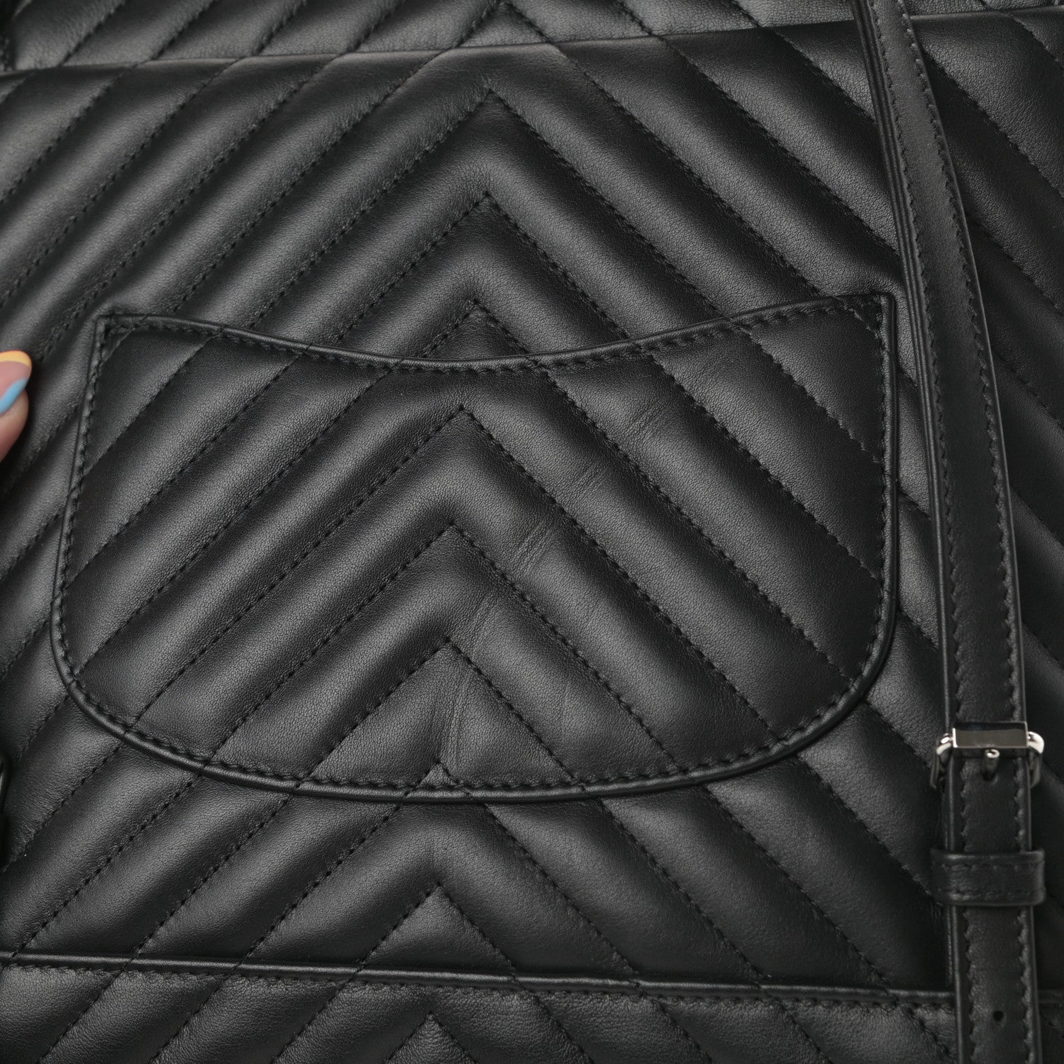 Chanel Calfskin Chevron Quilted Large Urban Spirit Backpack Black 14 of 16