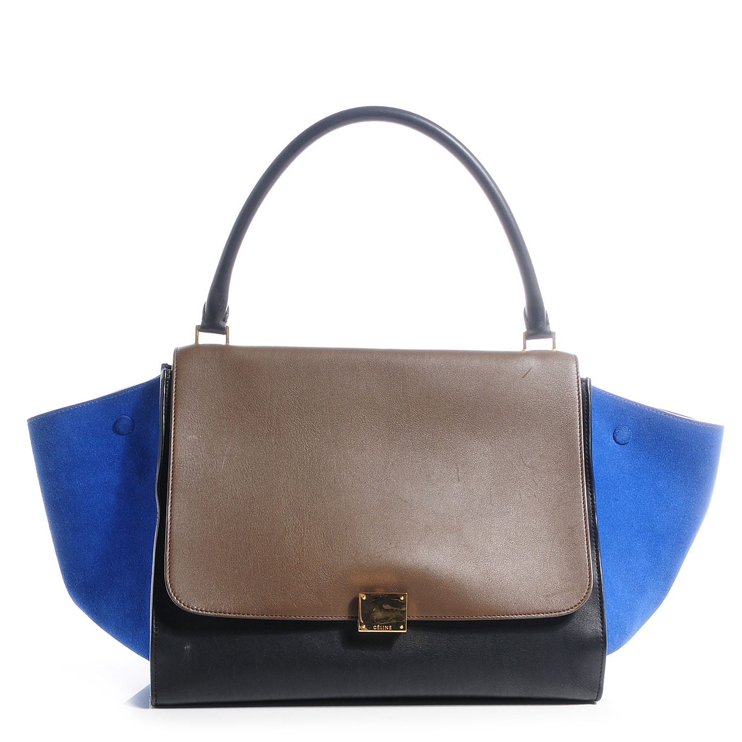 Celine Calfskin and Suede Large Trapeze Tri-Color Cobalt 1 of 7