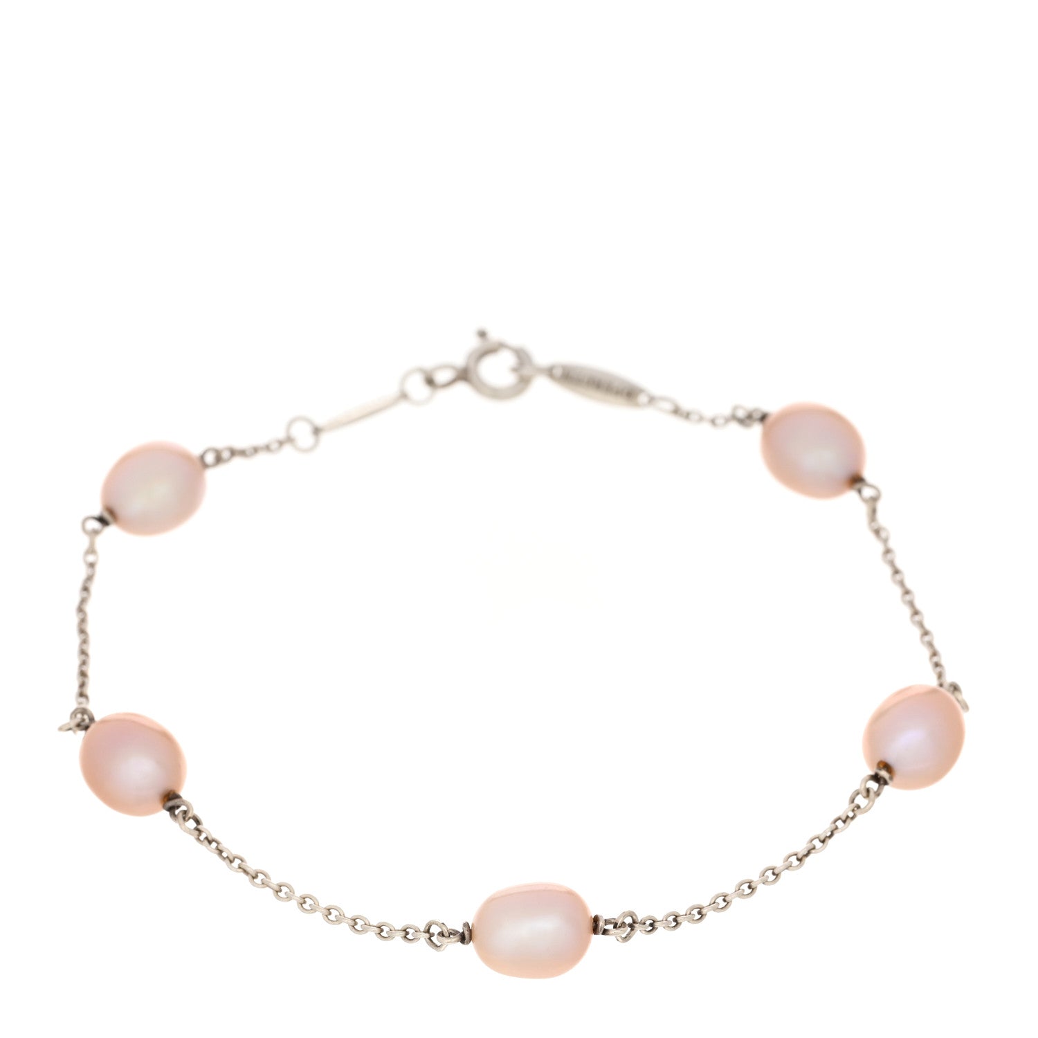 Tiffany Sterling Silver Pink Pearl Elsa Peretti Pearls By The Yard Bracelet 1 of 3