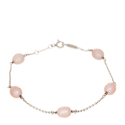 Tiffany Sterling Silver Pink Pearl Elsa Peretti Pearls By The Yard Bracelet 1 of 3