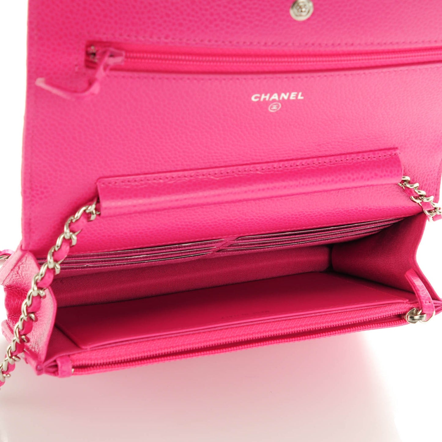 Caviar Quilted Wallet On Chain WOC Fuchsia
